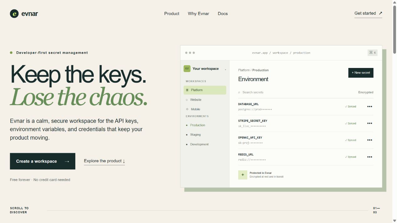 Evnar homepage preview